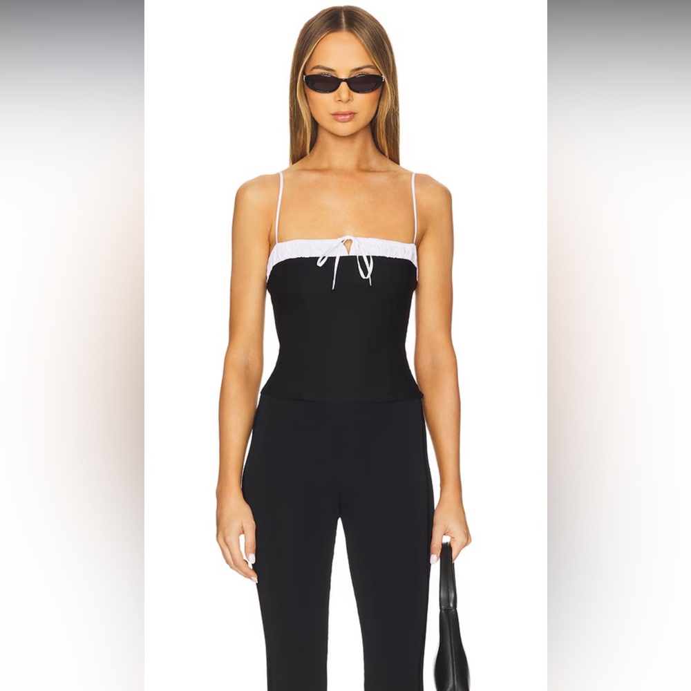 NIA Maria Spaghetti Strap Bustier black and white top